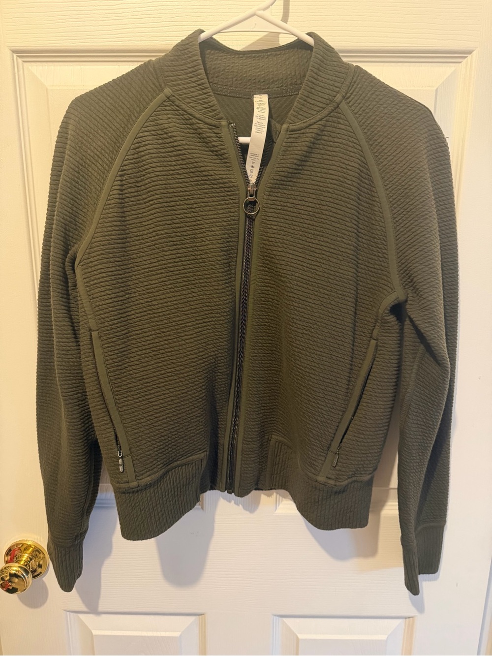 lululemon athletica Olive Green Textured Zip Jacket